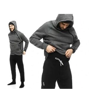 TUXY Men's suit one piece lounge hoodie pants size L Gray Hoodie Sweatshirt